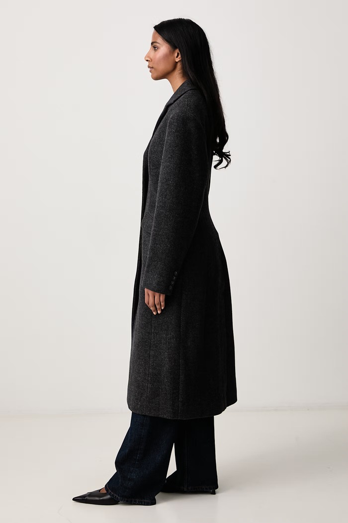 Peacoat płaszcz z wełną damski GANNI A1120012 czarny