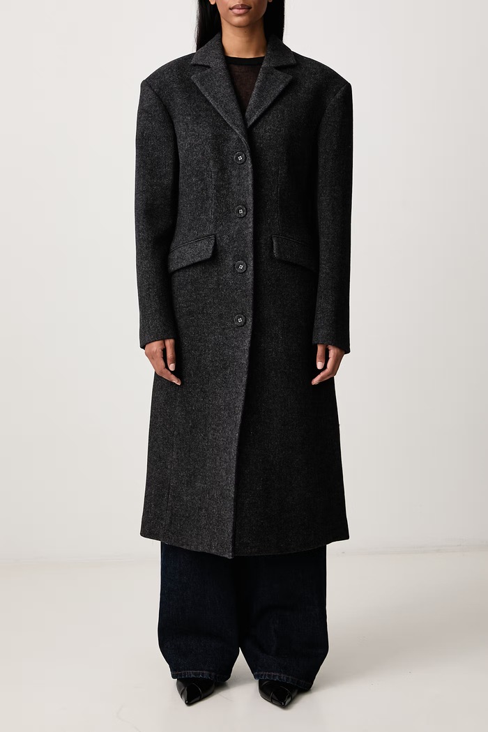 Peacoat płaszcz z wełną damski GANNI czarny A1120012