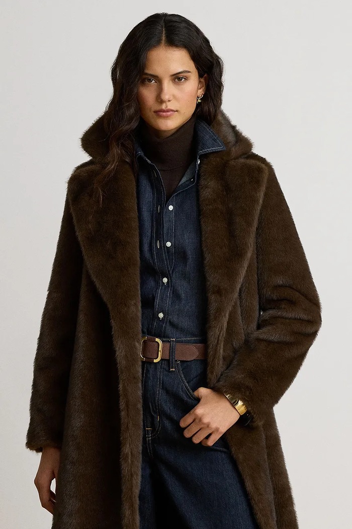 Odzież Lauren Ralph Lauren Płaszcz damski 297P23467 brązowy