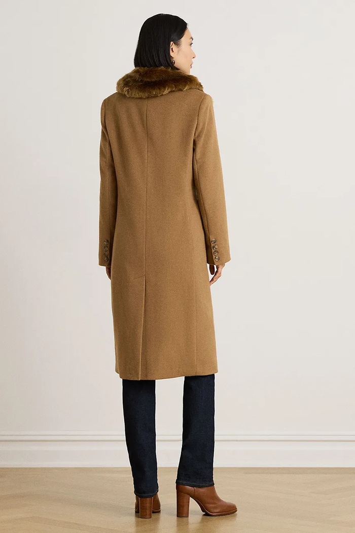 Lauren Ralph Lauren Płaszcz damski z wełną 297P23450 brązowy AW26