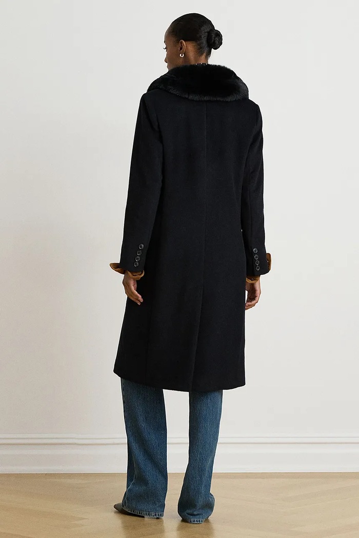 Lauren Ralph Lauren Płaszcz damski z wełną 297P23450 czarny AW26