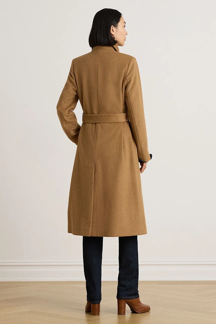 Lauren Ralph Lauren Płaszcz damski z wełną 297P23444 brązowy AW26