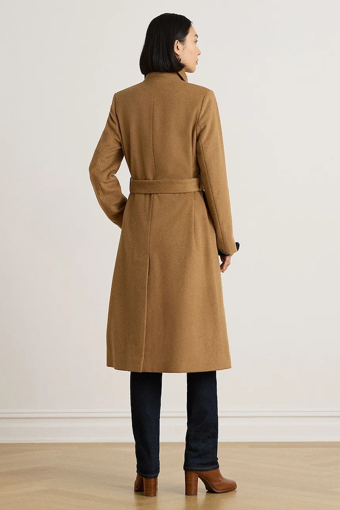 Lauren Ralph Lauren Płaszcz damski z wełną 297P23444 brązowy AW26