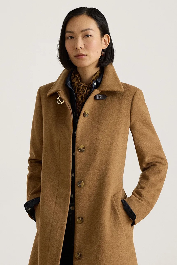 Odzież Lauren Ralph Lauren Płaszcz damski z wełną 297P23444 brązowy
