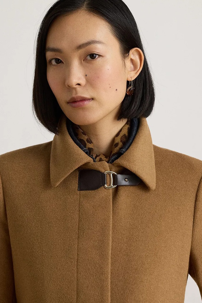 Płaszcz damski z wełną Lauren Ralph Lauren 297P23444 brązowy