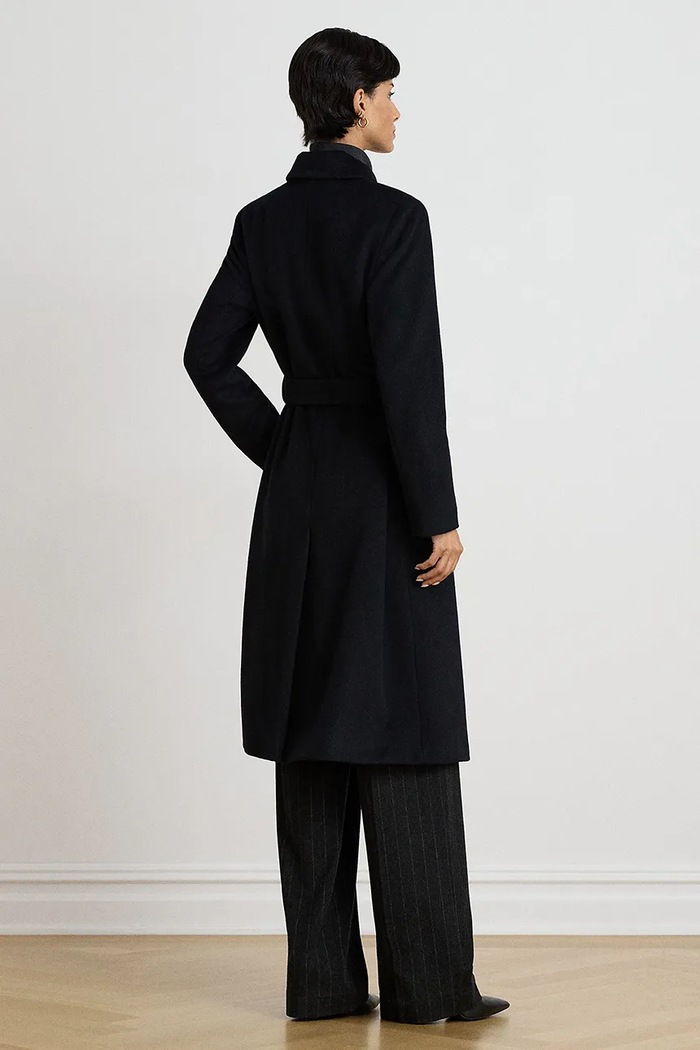 Lauren Ralph Lauren Płaszcz damski z wełną 297P23444 czarny AW26