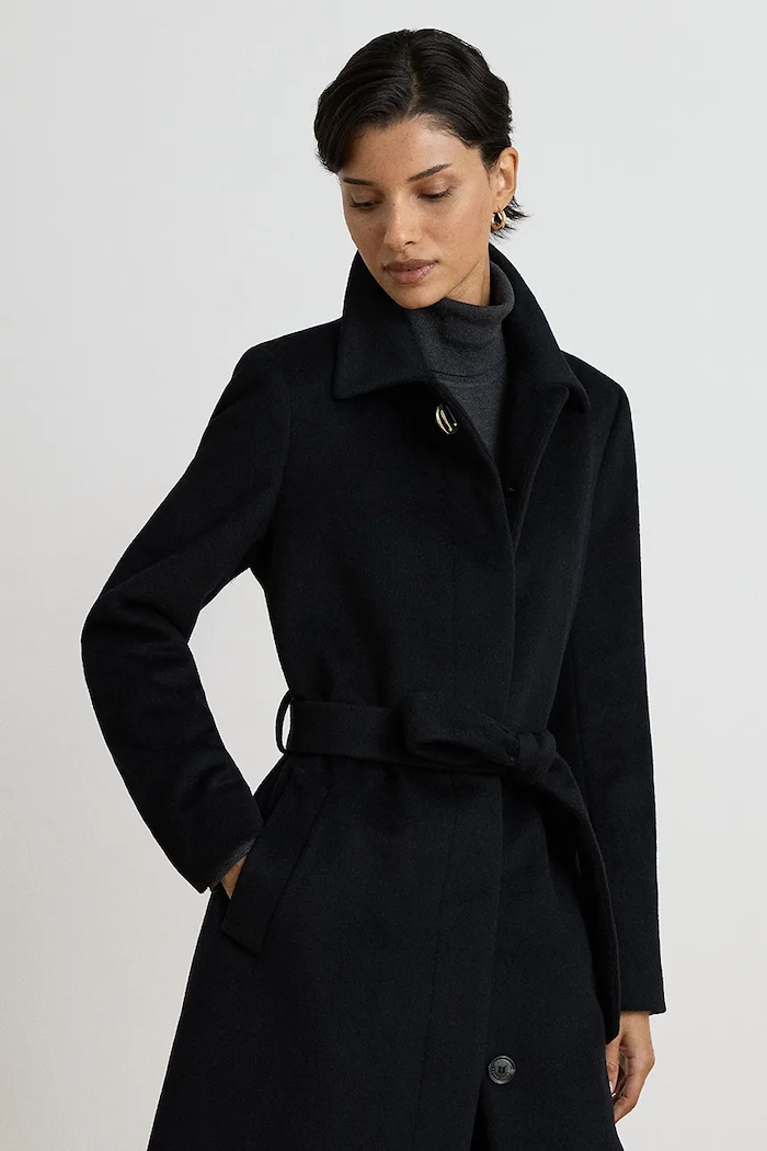 Odzież Lauren Ralph Lauren Płaszcz damski z wełną 297P23444 czarny