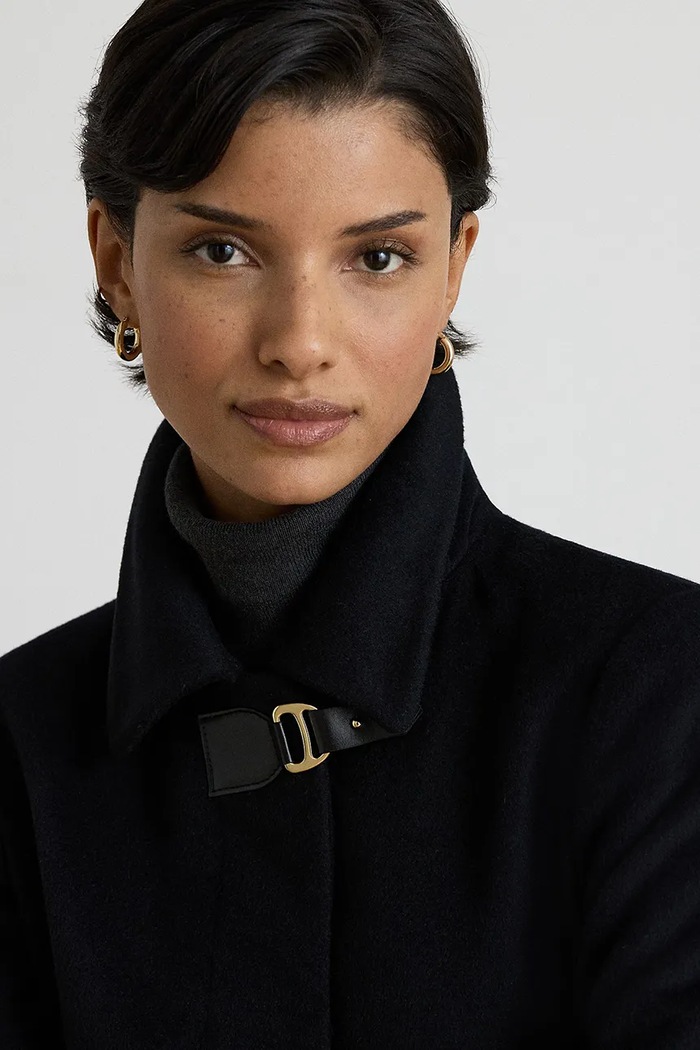 Płaszcz damski z wełną Lauren Ralph Lauren 297P23444 czarny
