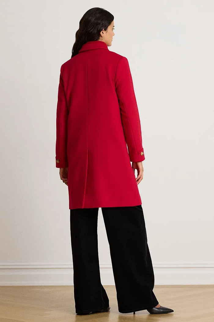 Lauren Ralph Lauren Płaszcz damski z wełną 297P04137 czerwony AW26