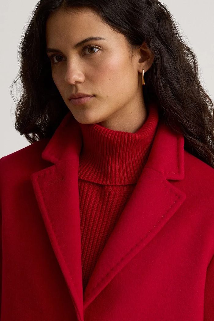 Płaszcz damski z wełną Lauren Ralph Lauren 297P04137 czerwony