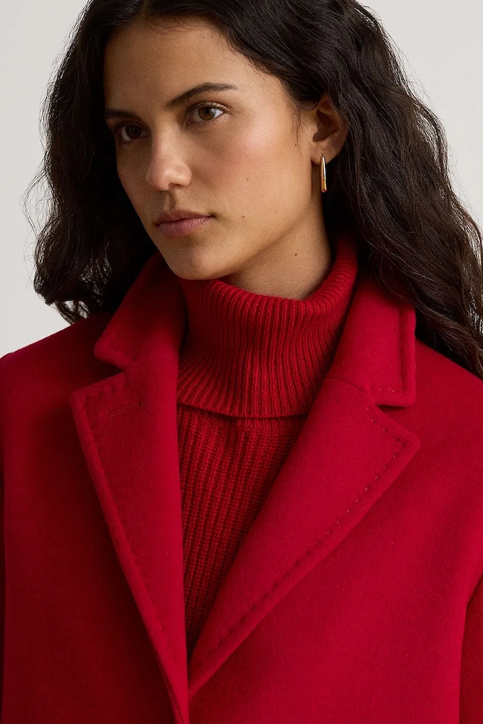 Płaszcz damski z wełną Lauren Ralph Lauren 297P04137 czerwony