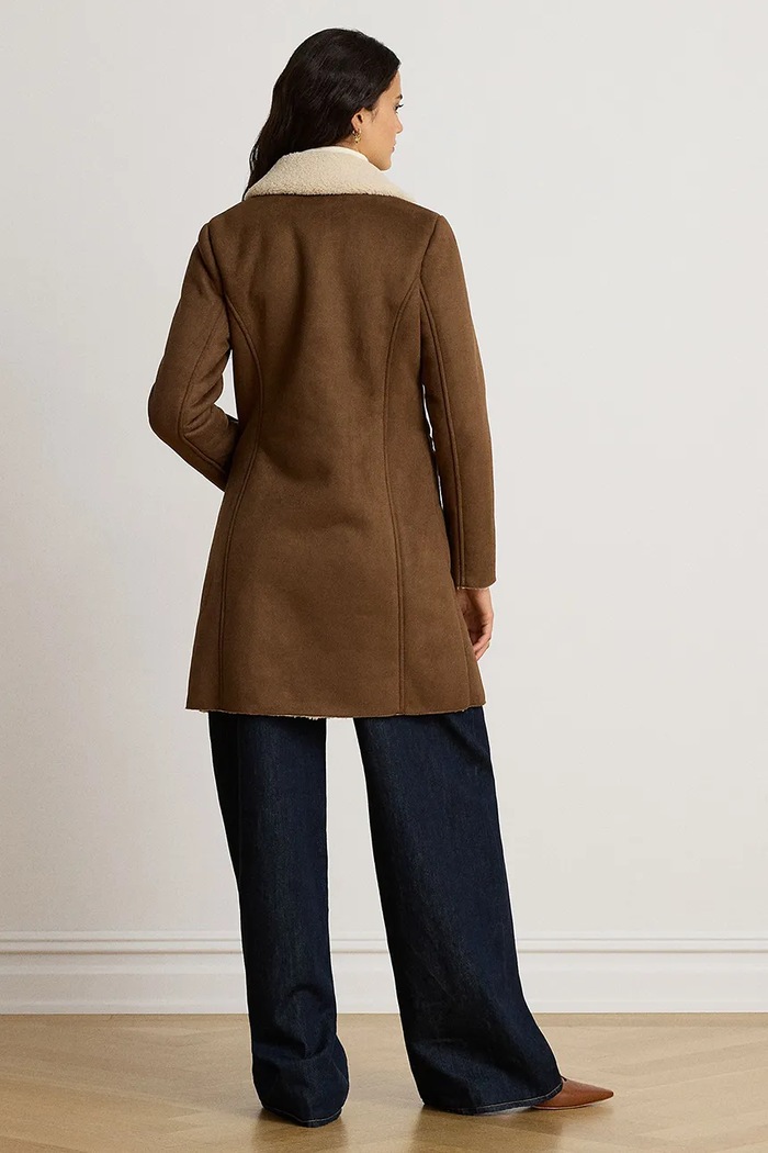 Lauren Ralph Lauren Kożuch damski z imitacji zamszu 297P04121 brązowy AW26