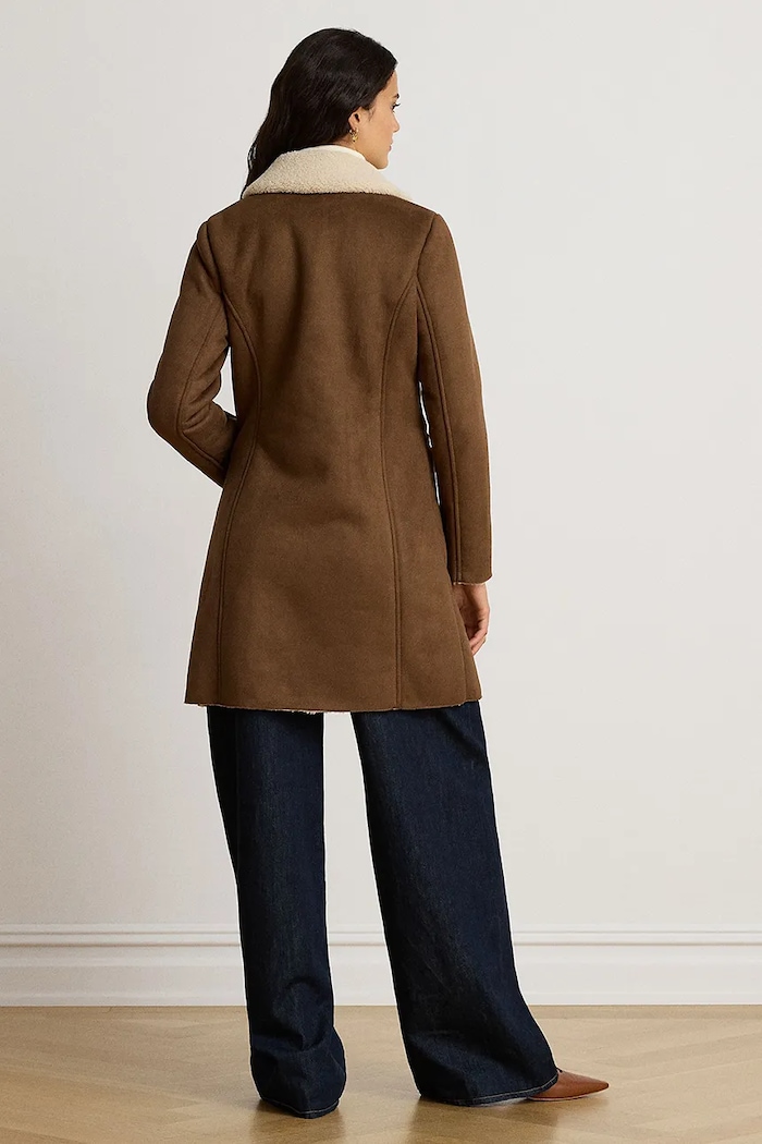 Lauren Ralph Lauren Kożuch damski z imitacji zamszu 297P04121 brązowy AW26