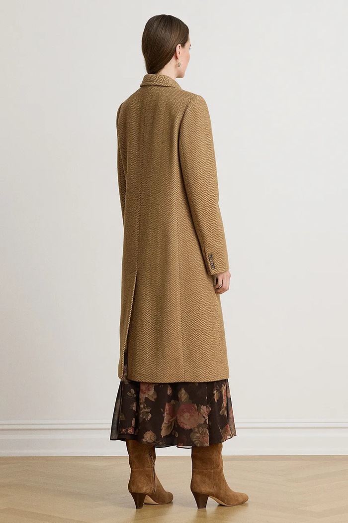 Lauren Ralph Lauren Płaszcz damski z wełną 200B27692 brązowy AW26