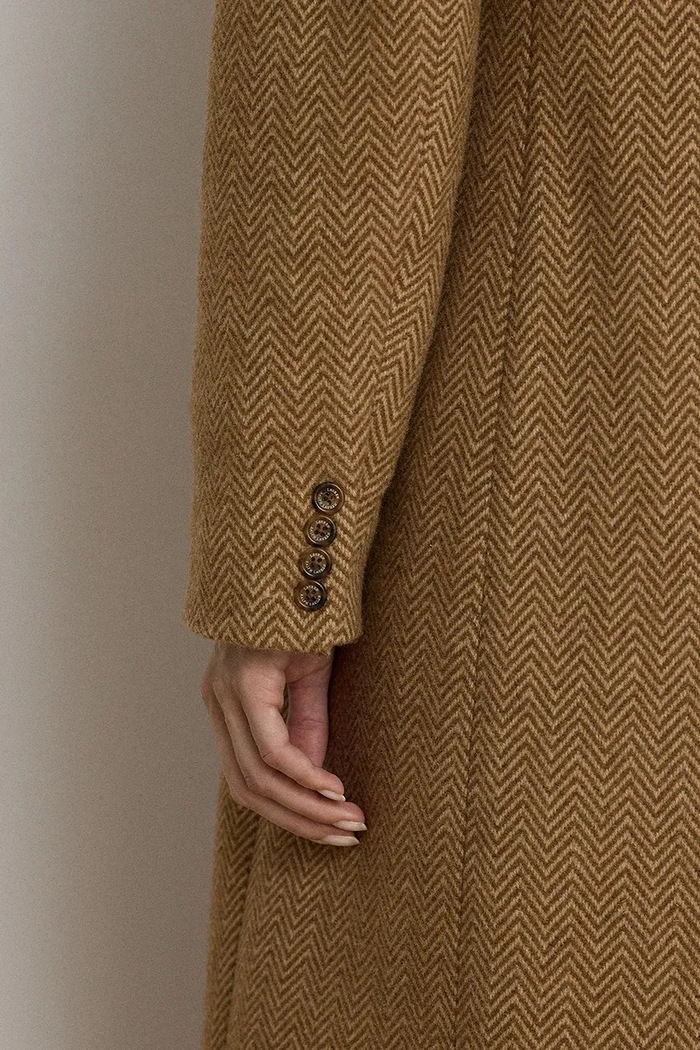 Płaszcz damski z wełną Lauren Ralph Lauren brązowy 200B27692