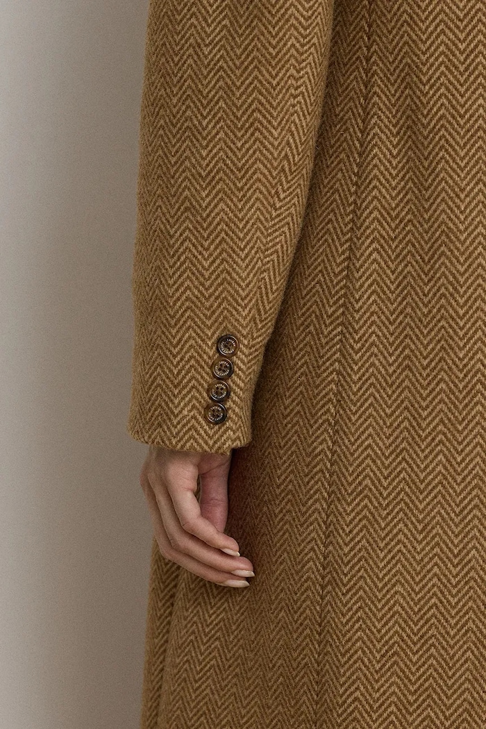 Płaszcz damski z wełną Lauren Ralph Lauren brązowy 200B27692