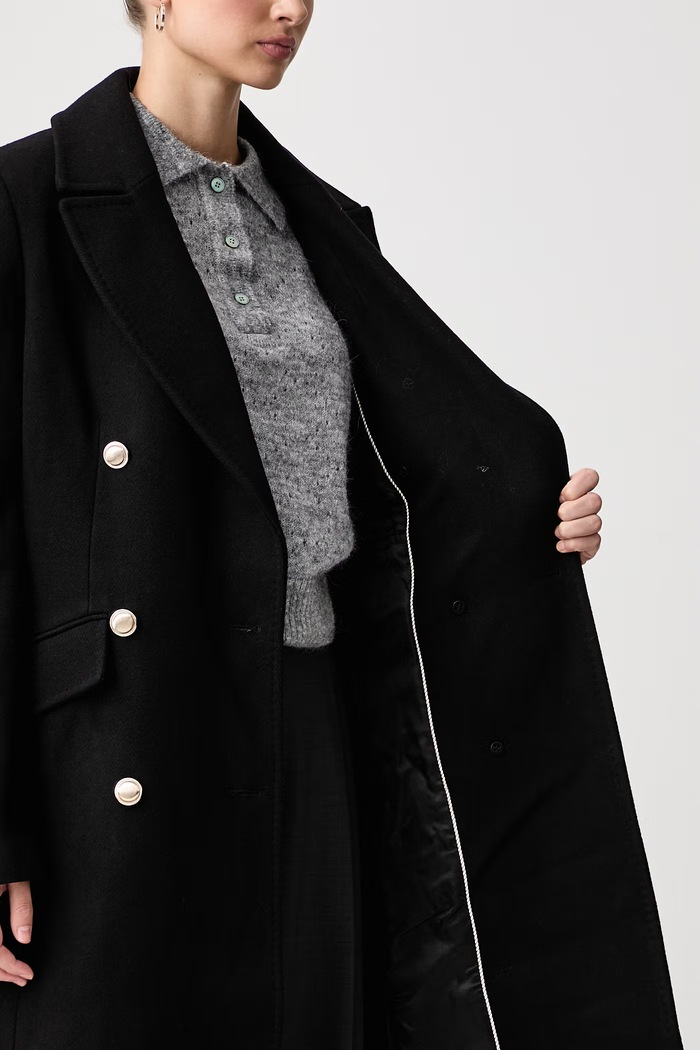 DKNY Płaszcz damski z wełną DLEMWZ36