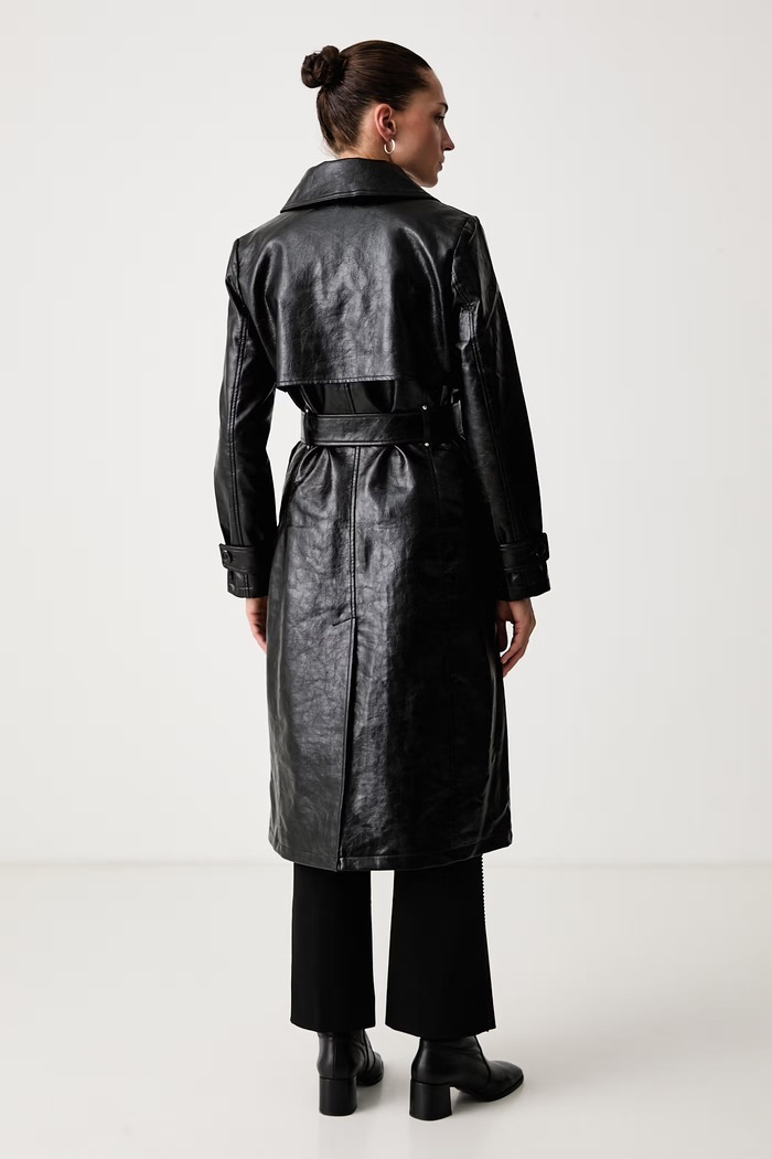 Odzież DKNY Płaszcz damski z imitacji skóry DLEMPZ34 czarny