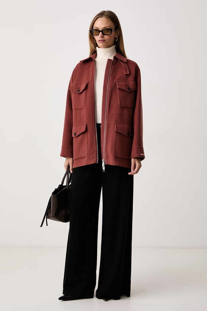 Max&Co. Płaszcz damski wełniany LEVA 2626086033200 bordowy AW26
