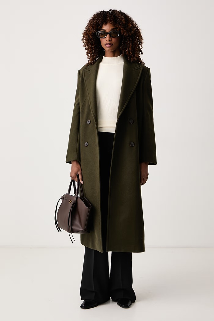 Max&Co. Elegancki płaszcz damski z wełną PALO 2626016044200 zielony AW26
