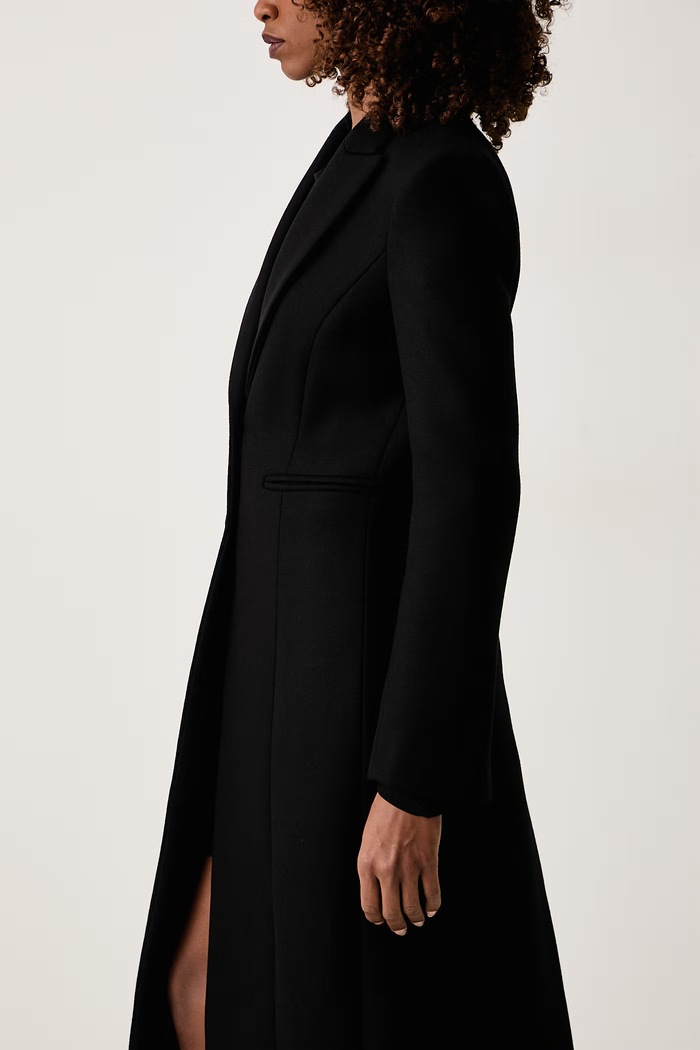 Elegancki płaszcz damski z wełną Patrizia Pepe 2O0231.C0268 czarny