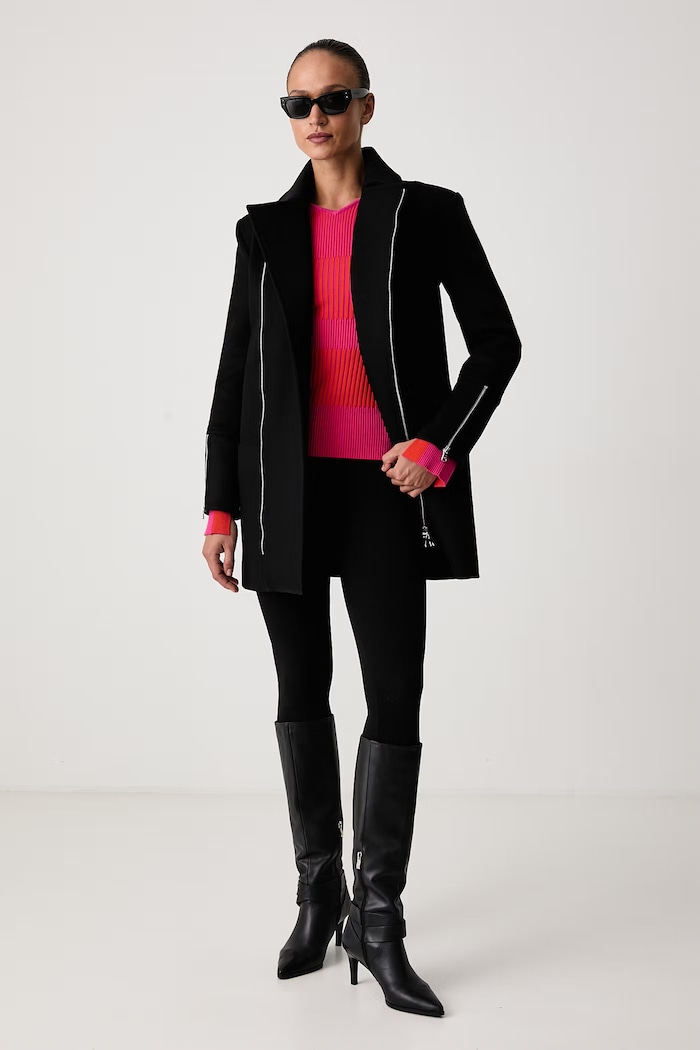 Patrizia Pepe Płaszcz damski z wełną 2O0226.A171 czarny AW26