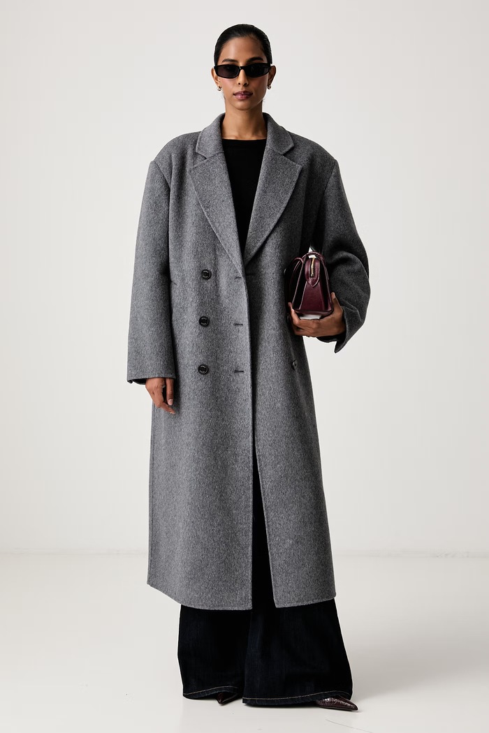 ViCOLO Płaszcz damski z wełną TAC0091 szary AW26
