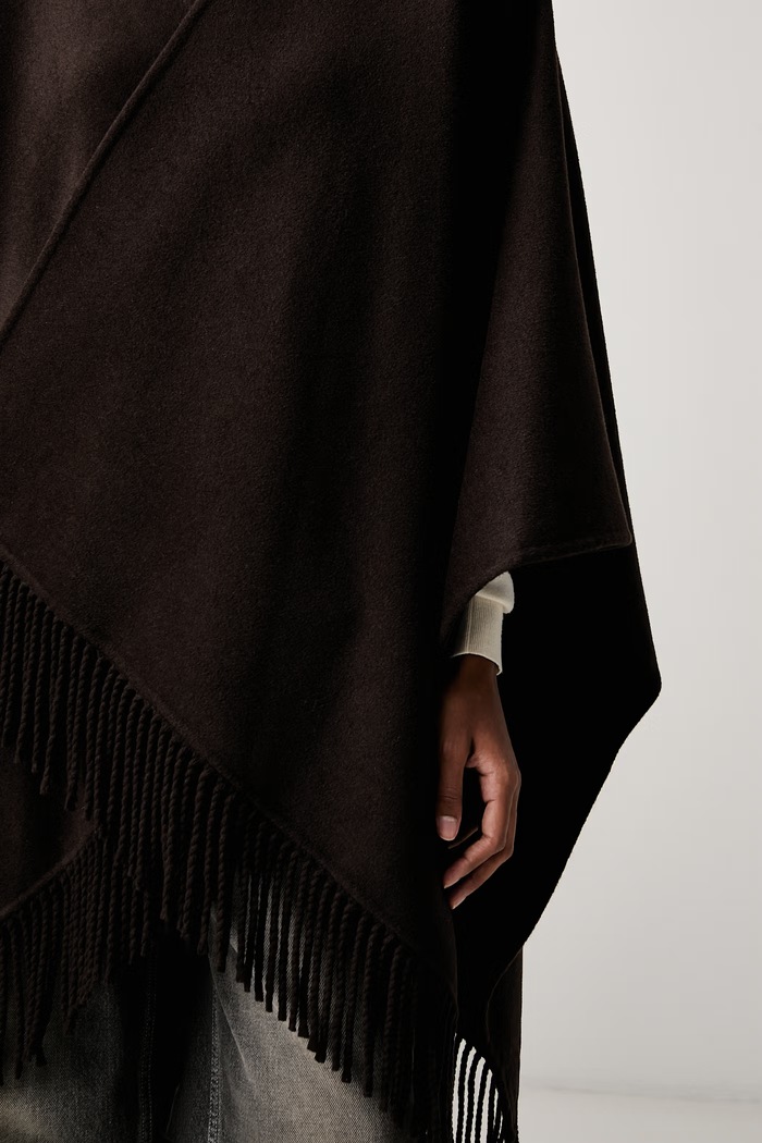 Poncho damskie z wełną ViCOLO TAC0032 brązowy