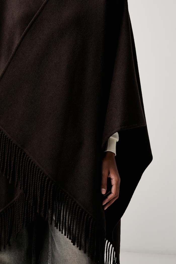 Poncho damskie z wełną ViCOLO TAC0032 brązowy