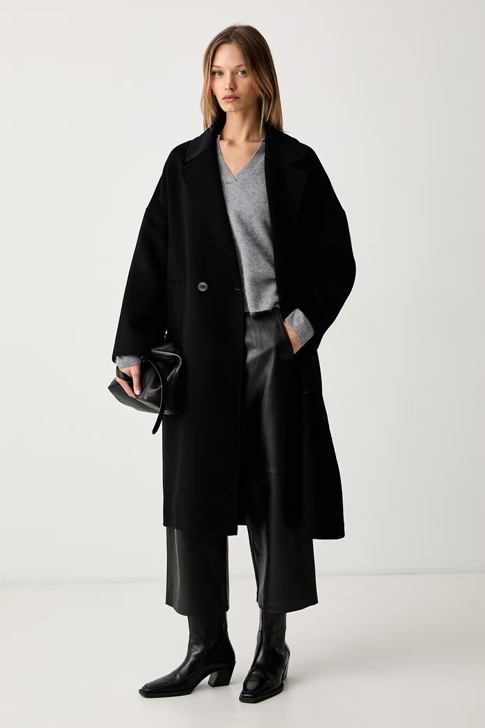 ViCOLO płaszcz damski z wełną TAC0003 czarny AW26