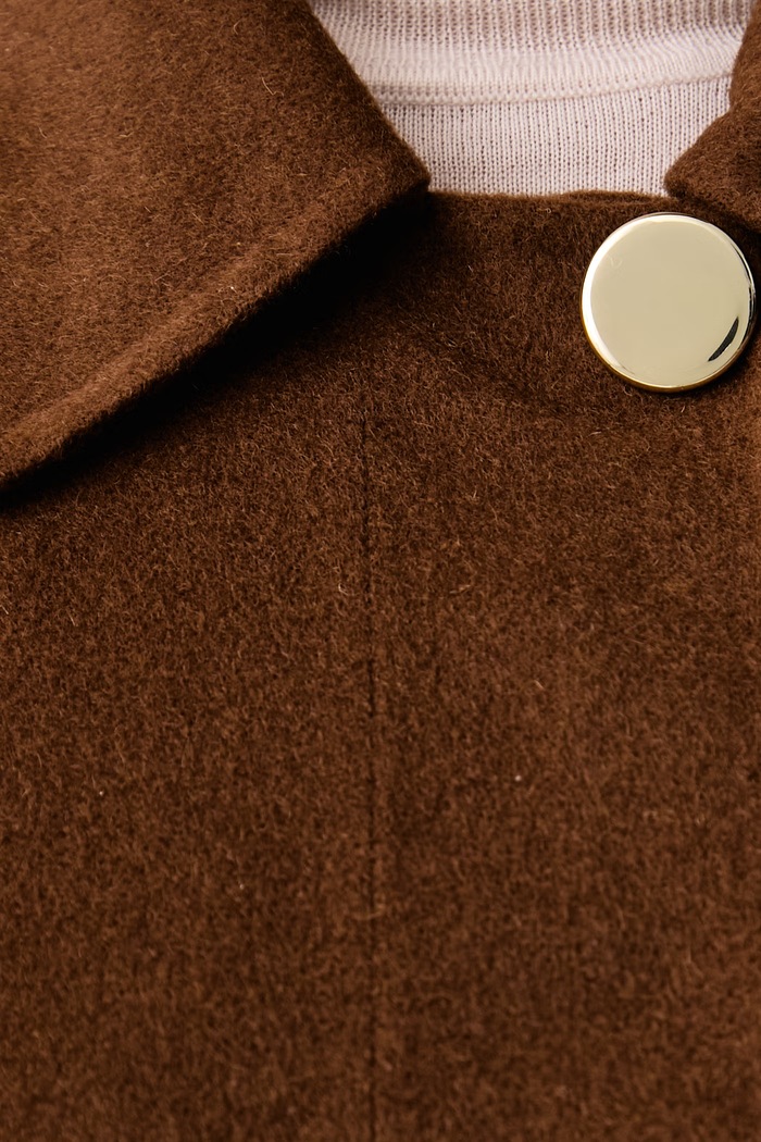 Płaszcz damski z wełną Kaos brązowy SI1NT004
