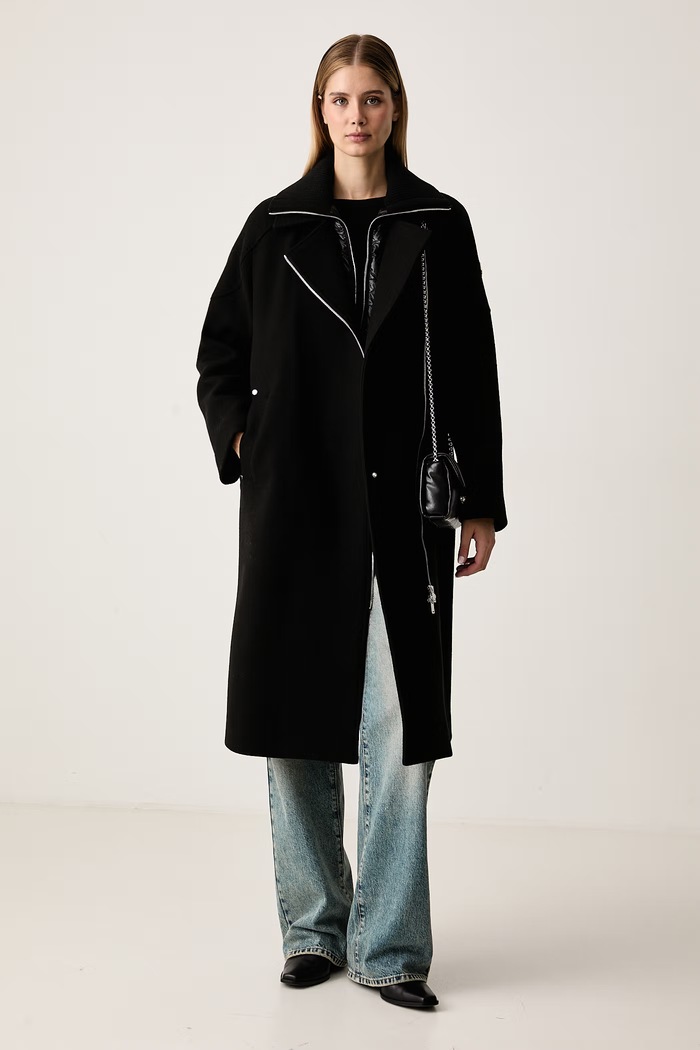 MOOSE KNUCKLES Płaszcz damski z wełną M36LW411 czarny AW26