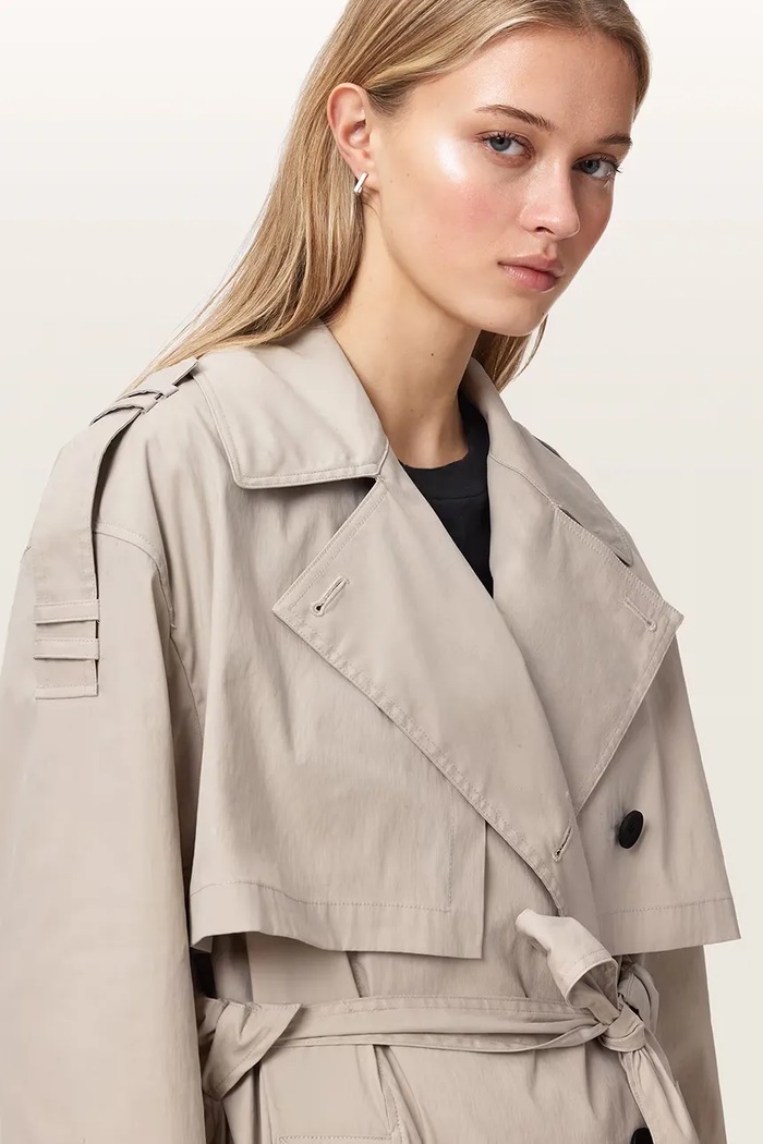 AllSaints Trencz damski z bawełną LINNIE LIB W028OF