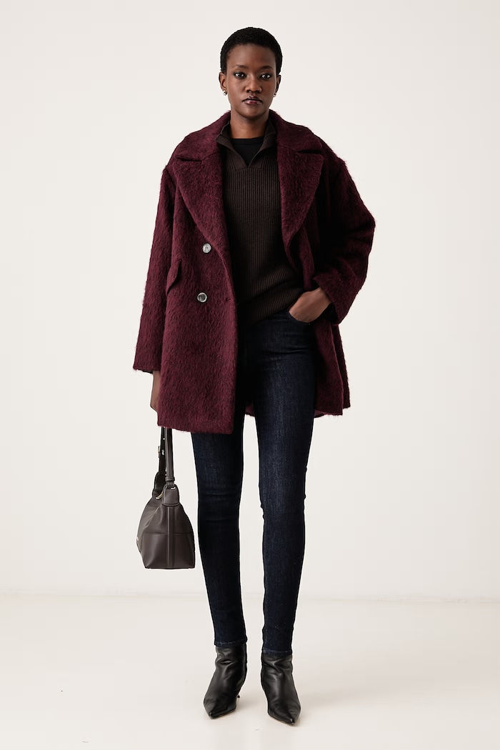iBlues Kabát dámský s vlnou IBLPIGNA 2627016022200 burgundské AW26