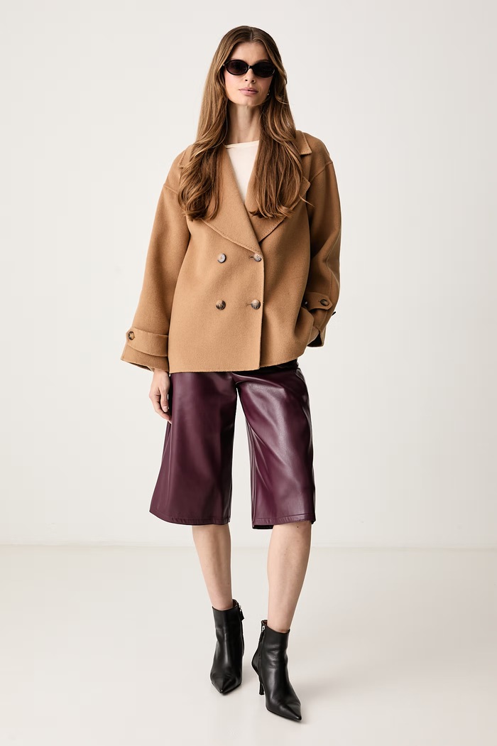 Marella Płaszcz damski z wełną MLLDESERTO 2623086121200 beżowy AW26