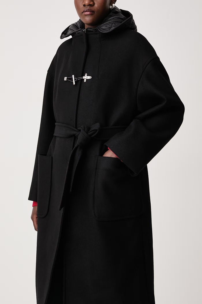 Płaszcz damski z wełną FAY NAW59533530YMV czarny