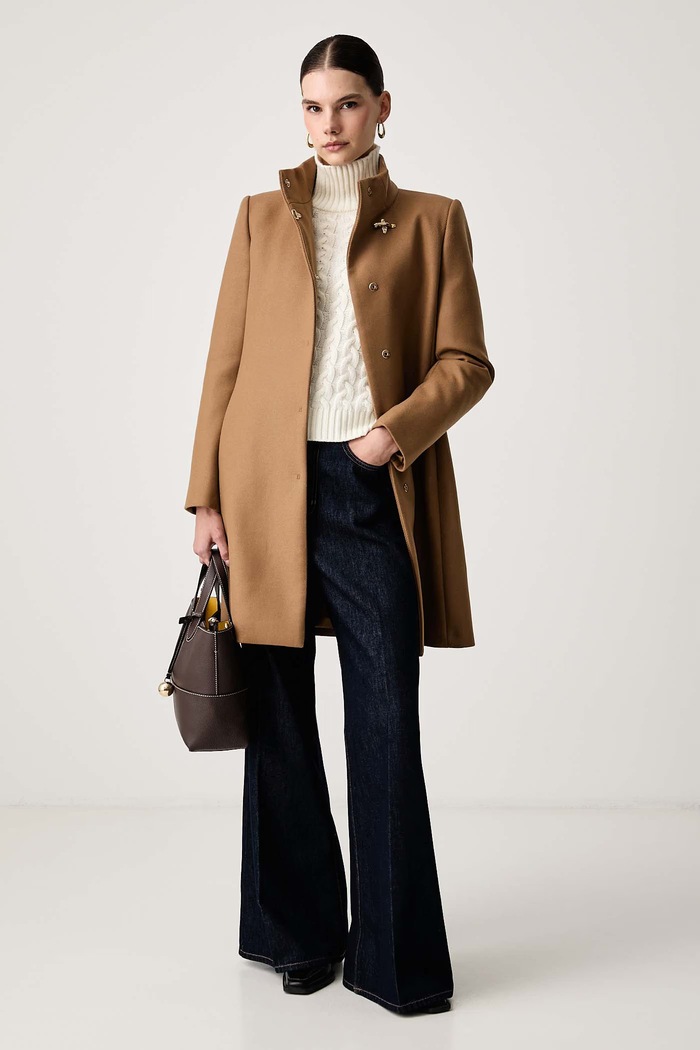 FAY Płaszcz damski z wełną NAW50533020YMV beżowy AW26