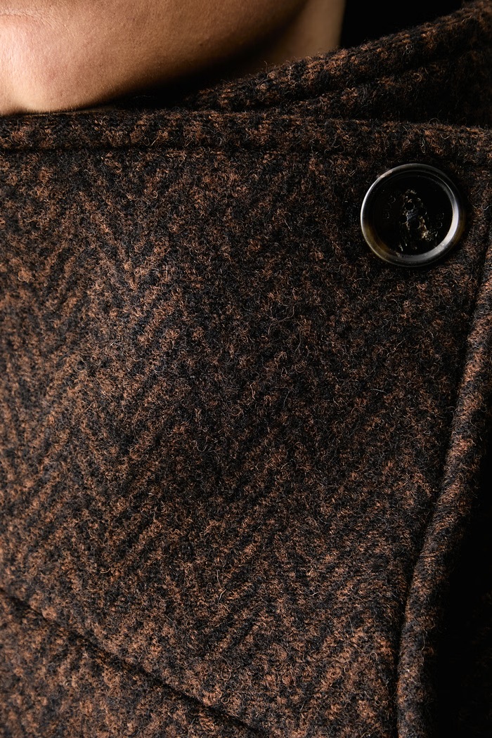 Krótki płaszcz damski z dodatkiem wełny C_Calola BOSS Orange 50568523 brązowy