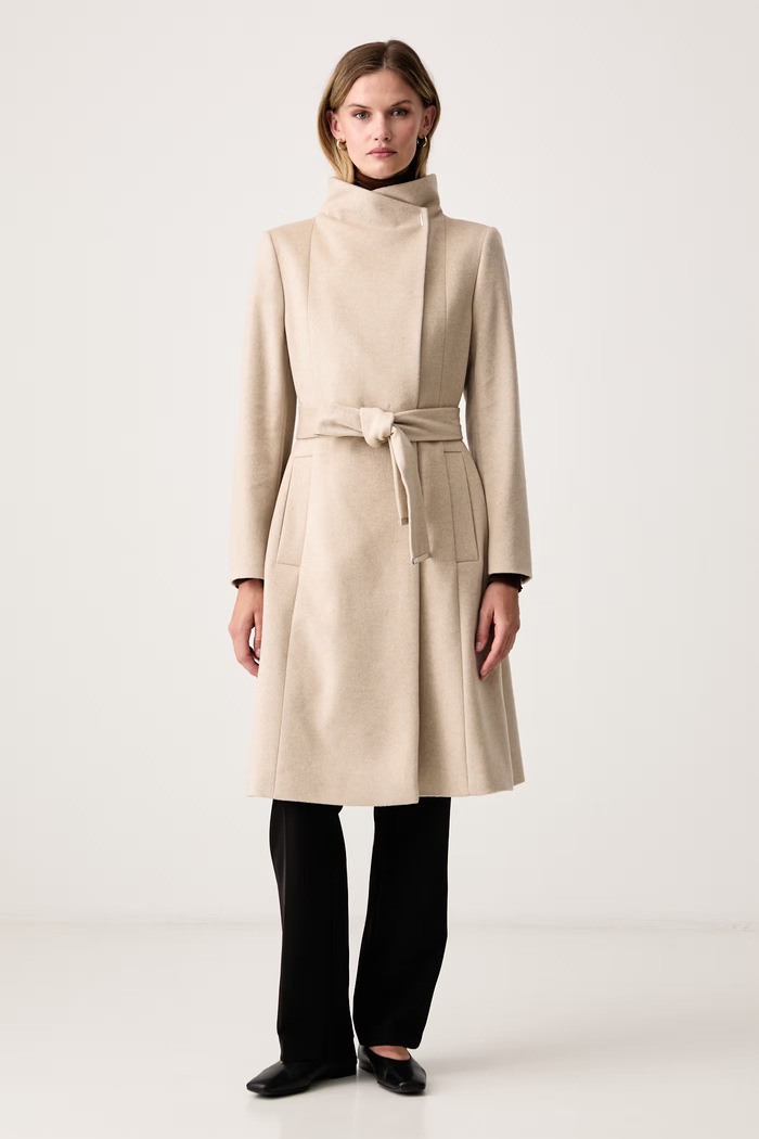 BOSS Płaszcz damski z wełną Calegan beżowy 50548490