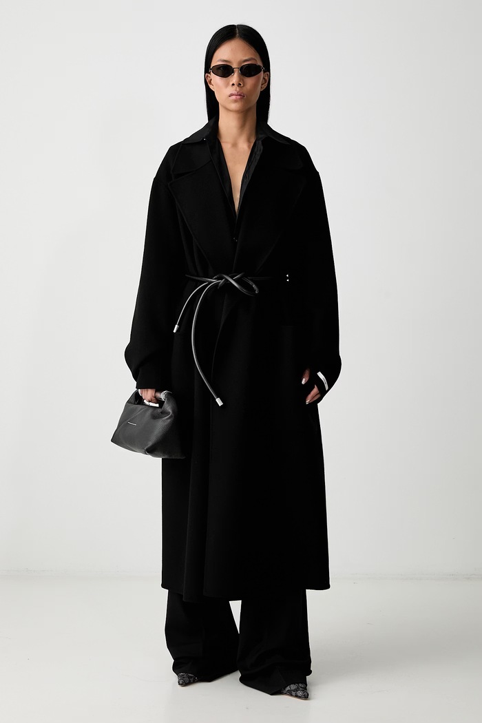Sportmax Zannata kaput od vune za žene 2622016011600 crna AW26