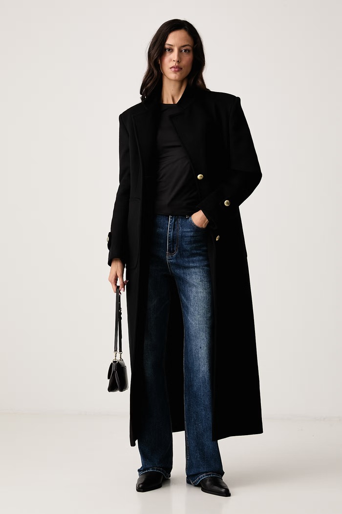 Pinko Elegantný kabát dámsky s vlnou 107783.A3O3 čierna AW26