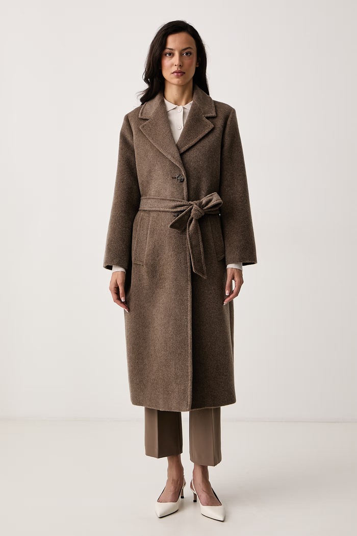 Weekend Max Mara Płaszcz damski z wełną WKDBRONTE brązowy 2625016112600