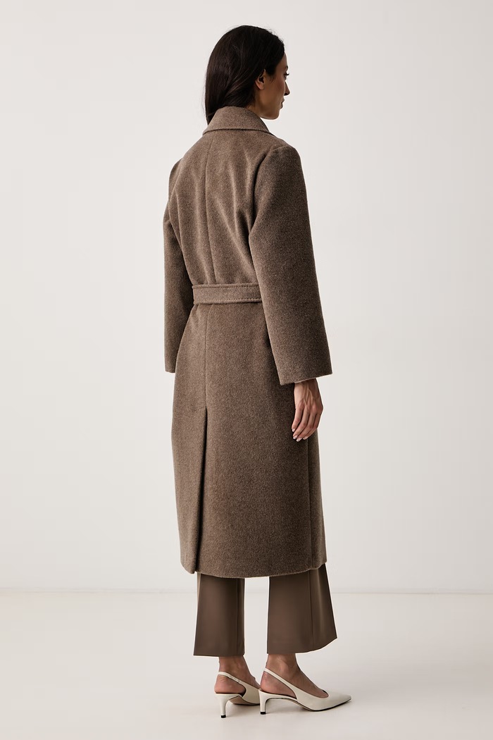 Odzież Weekend Max Mara Płaszcz damski z wełną WKDBRONTE 2625016112600 brązowy