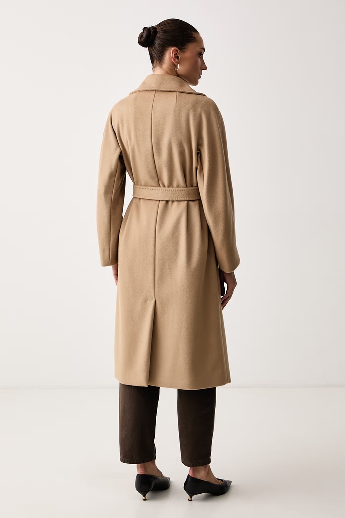 Odzież Weekend Max Mara Płaszcz damski wełniany WKDRESINA 2625016102600 beżowy