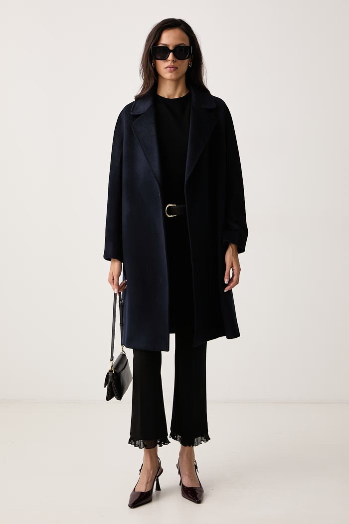 Weekend Max Mara Płaszcz damski wełniany WKDPEDALE 2625016092600 granatowy AW26