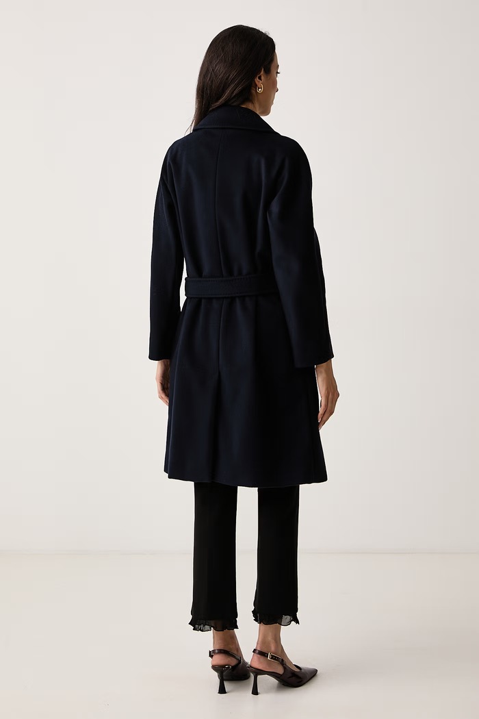 Odzież Weekend Max Mara Płaszcz damski wełniany WKDPEDALE 2625016092600 granatowy