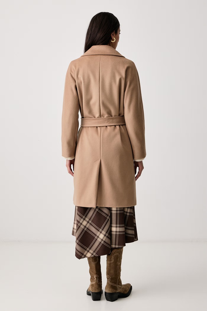 Odzież Weekend Max Mara Płaszcz damski wełniany WKDPEDALE 2625016092600 beżowy