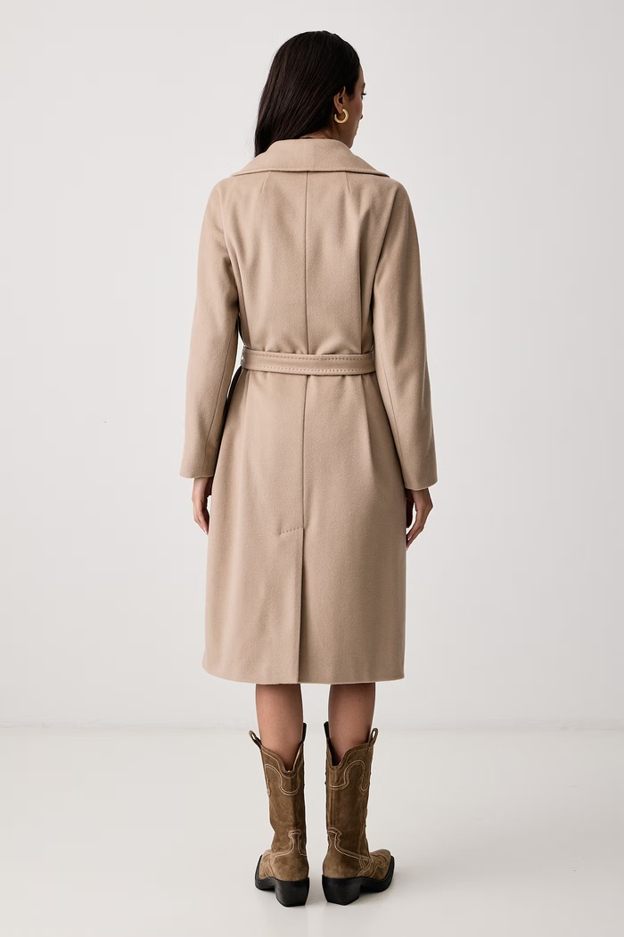 Odzież Weekend Max Mara Płaszcz damski kaszmirowy WKDCASCIA 2625016082600 beżowy