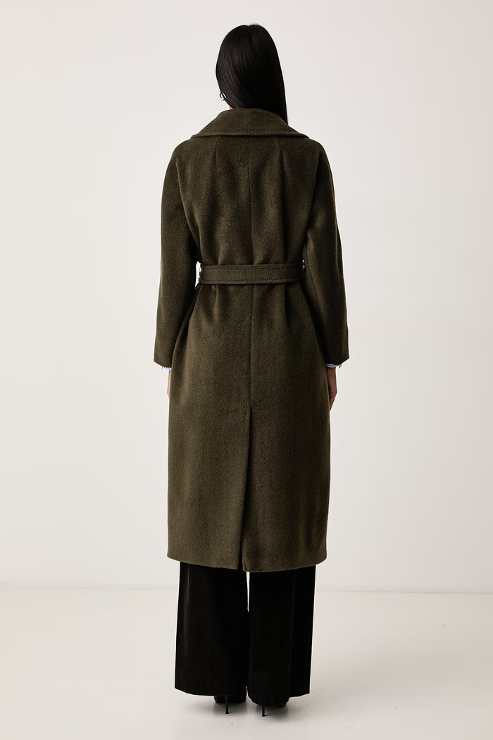 Odzież Weekend Max Mara Płaszcz damski z wełną WKDTEMPERA 2625016072600 zielony