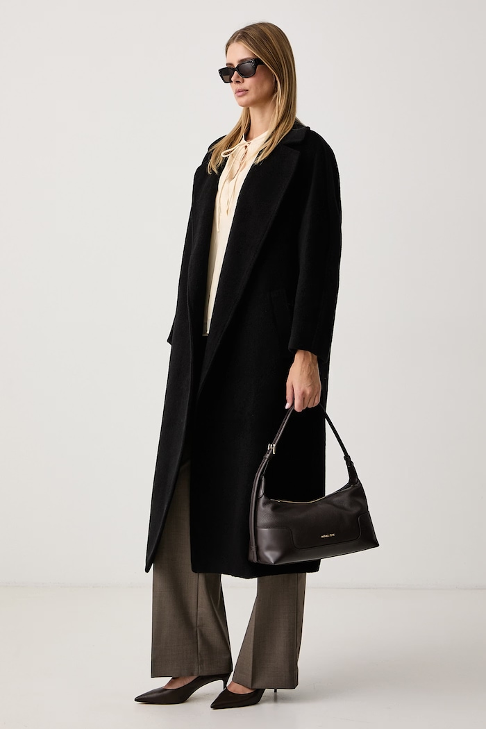 Weekend Max Mara Płaszcz damski z wełną WKDTEMPERA czarny 2625016072600
